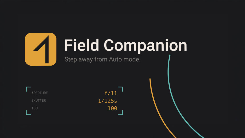 Field Companion app screen showing manual camera settings for beginners